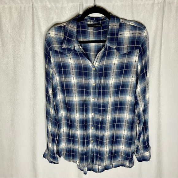 Jane + Delancey Plaid Long Sleeve Shirt Snap Buttons Size Large - Picture 1 of 7